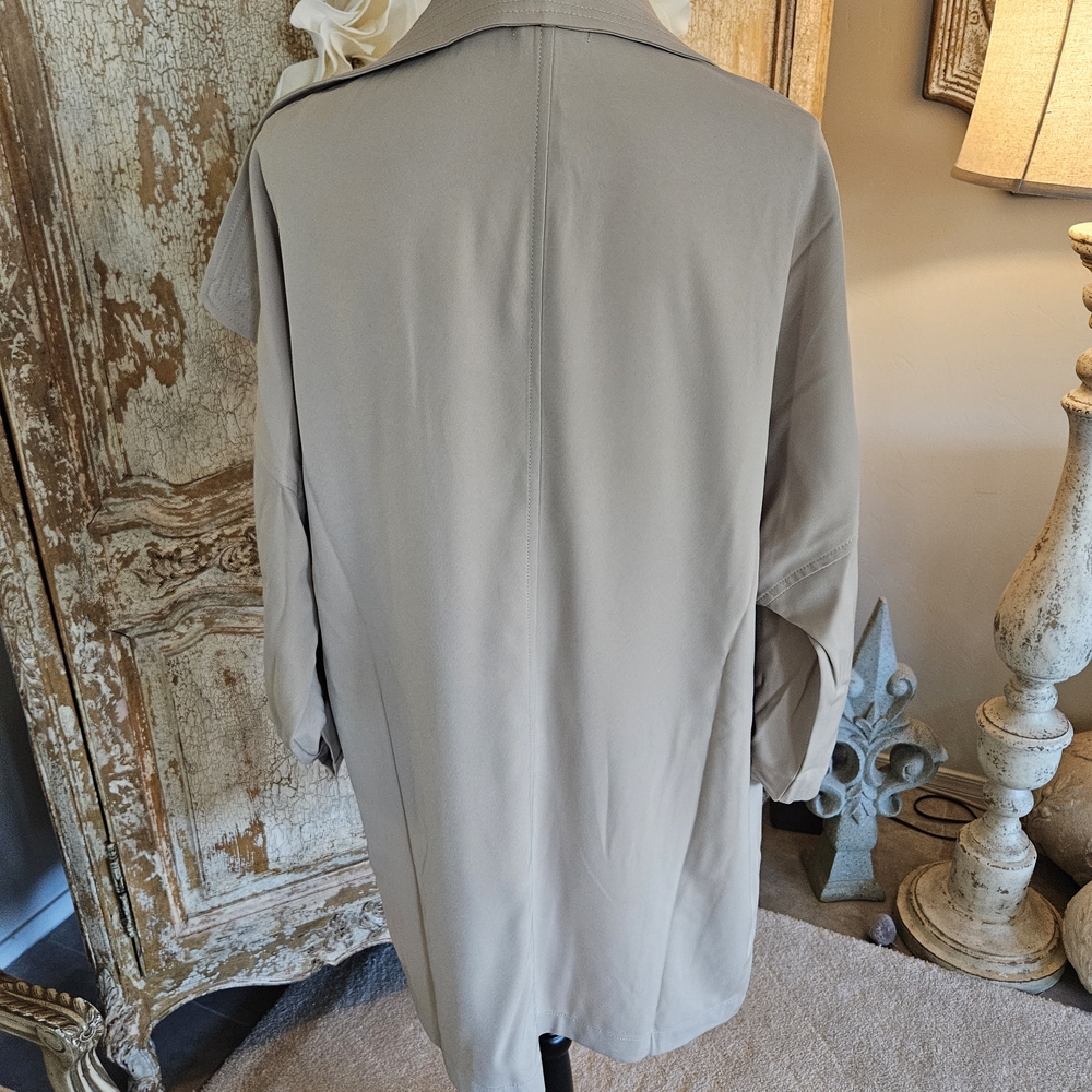 Max Studio Taupe Drape Front Trench Coat - Picture 4 of 11